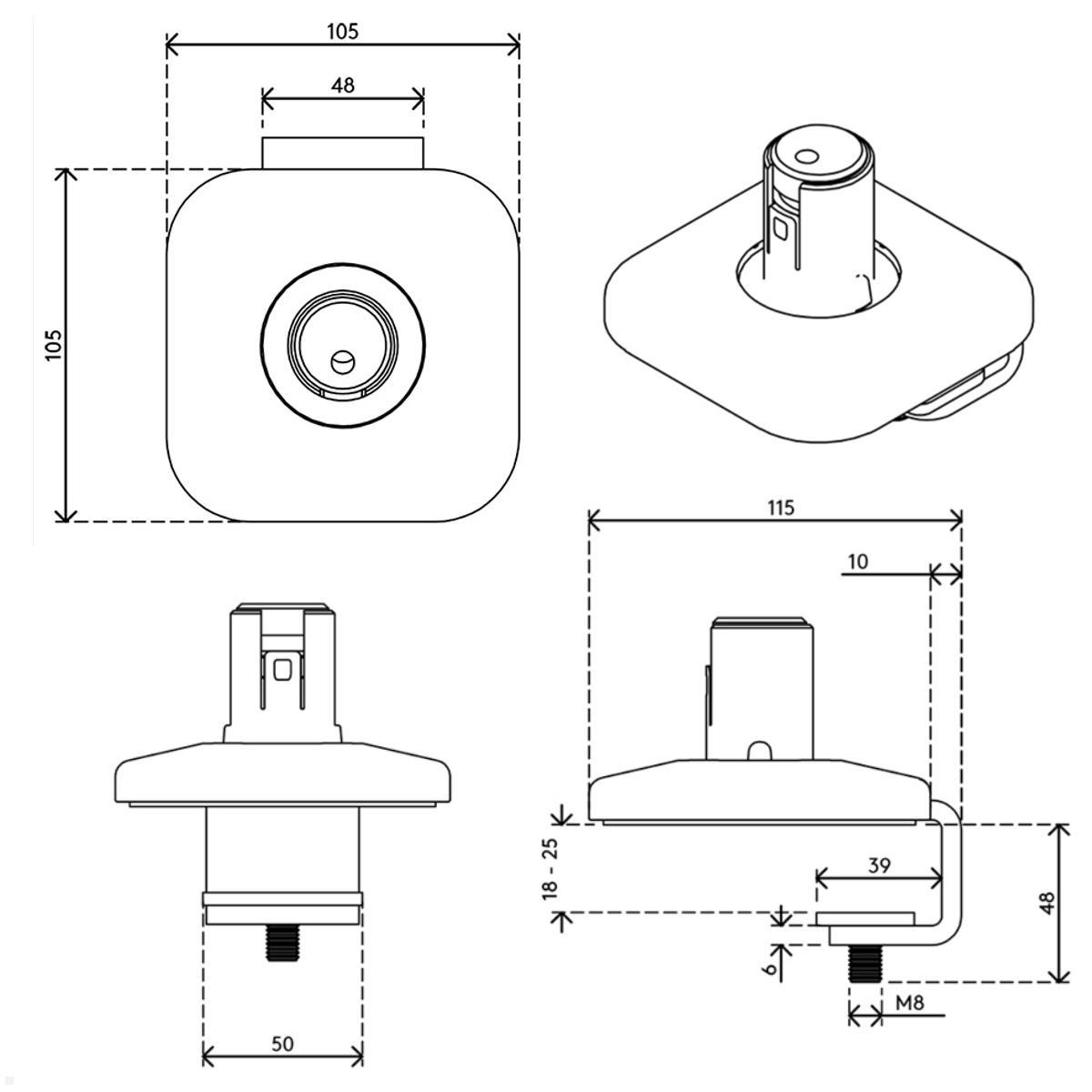 Dataflex Viewprime plus Monitor Tischhalterung mit Tischklemme, weiß, zeichnung Klemme