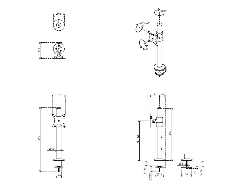 Dataflex Viewlite Tischstandfuß Zeichnung Monitorarm Dataflex Viewlite Tischstandfuß Zeichnung Monitorarm