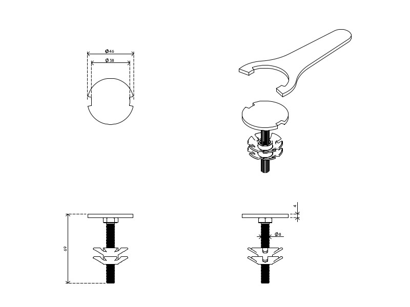 Dataflex Viewmate Diebstahlschutz Kit 52.982 Zeichnung